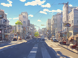 #AI创作实验室#动漫风格街道与建筑