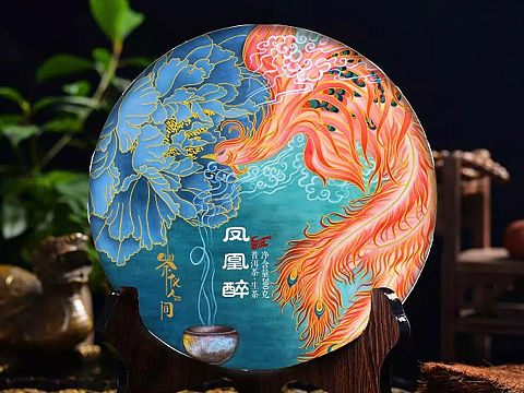 工笔画《凤凰》系列在高端茶品牌中的应用