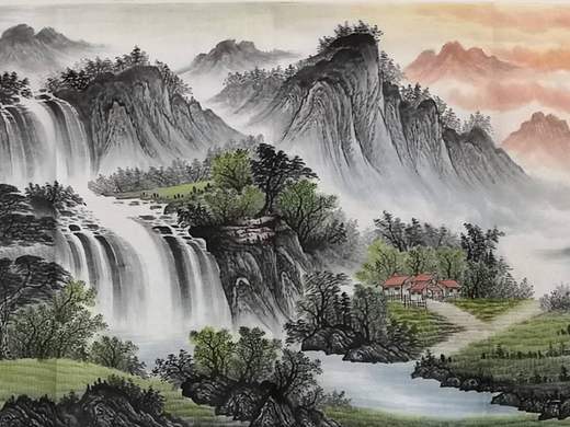 纯手绘山水画孔子像