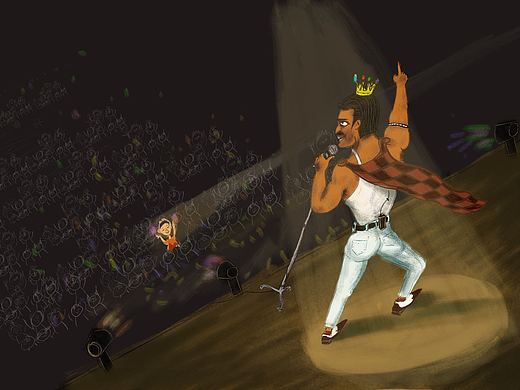 皇后乐队主唱致敬经典插画