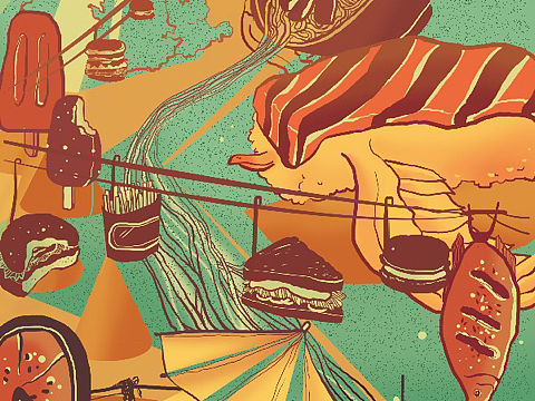 牛吾牛餐厅墙壁插画食物美食壁画装饰