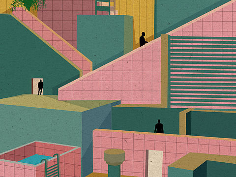 安静治愈小插画 无边的墙