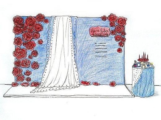 婚礼布置画稿插画-商业插画houshuo铄7年前婚礼现场布置手绘方案插画