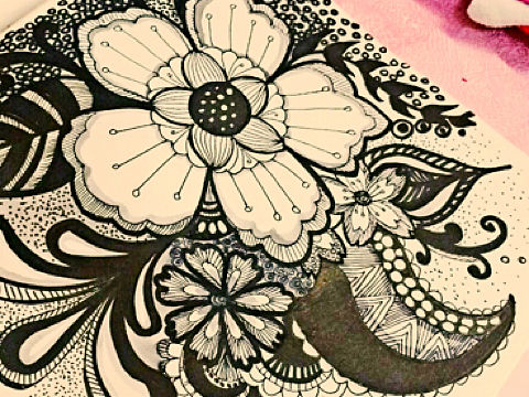 曼陀罗，装饰画，手绘，插画，黑白装饰画，线描，花