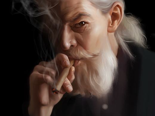 Procreate厚涂 抽雪茄的老头