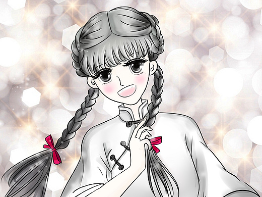 民国可爱少女可爱小清新二次元日漫卡通