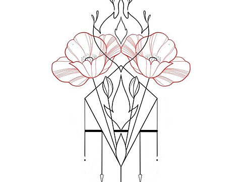 纹身手稿结合体花手稿