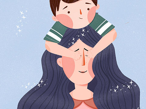 可爱的亲子插画