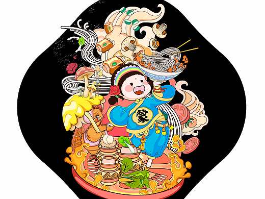 美食插画，矢量插画，趣味
