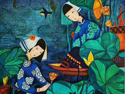 采蓮（個人主頁-ZMTQ3NzUwMzI=） - 新銳潮流插畫 - 站酷設計師wizbot原創(chuàng)素材 - 站酷ZCOOL