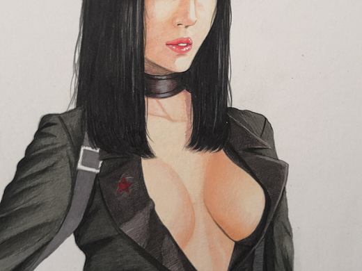 手绘马克笔枪女郎