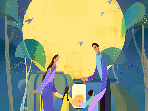 又是一年中秋夜（个人主页-ZNDgxMTE0ODg=） - 商业插画 - 站酷设计师歪门口原创素材 - 站酷ZCOOL