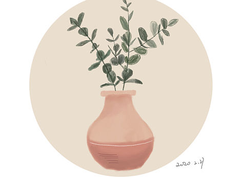 手绘花瓶植物
