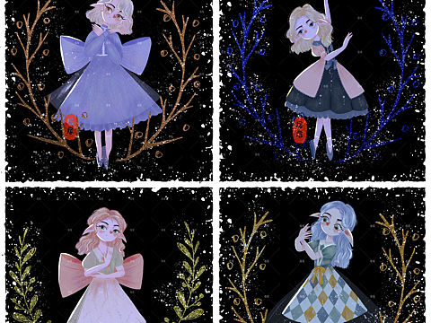 花环少女芭蕾系列（个人主页-ZNTMzNzc3NTI=） - 商业插画 - 站酷设计师居居JHY原创素材 - 站酷ZCOOL