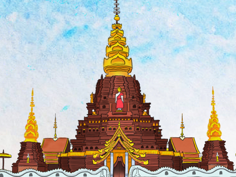 傣族建筑 插画图片
