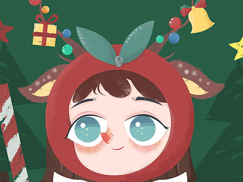 圣诞插画 头像（个人主页-ZNDM2ODA3NTI=） - 创作习作 - 站酷设计师不会画画的桃原创素材 - 站酷ZCOOL