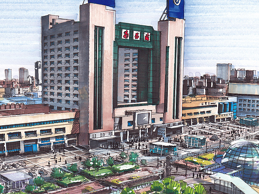 南昌火车站手绘