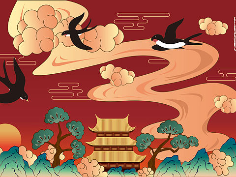 国朝系列插画设计