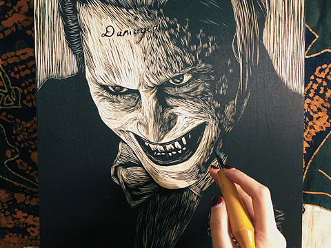 手工雕刻【小丑·莱托少爷】黑白木刻版画