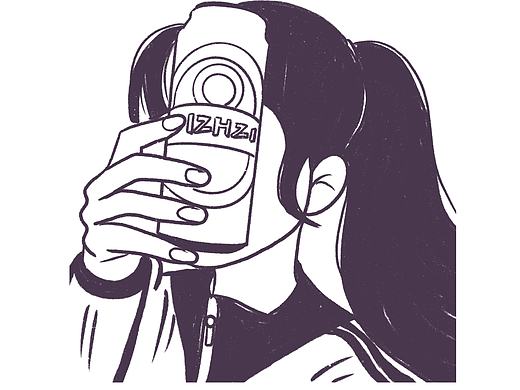 花栀子插画：黑白简单女生头像
