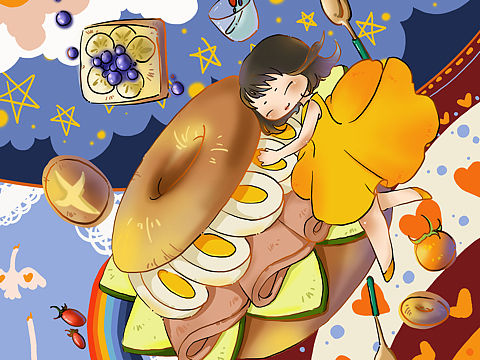 【插画】爱面包的小姐姐