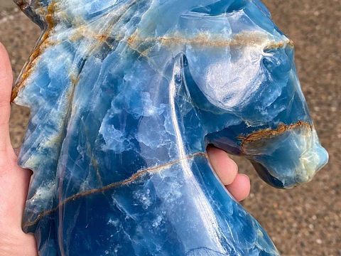 天然大理石 蓝玉马头