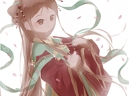 敦煌色彩|國風人物|祥云飄帶女孩