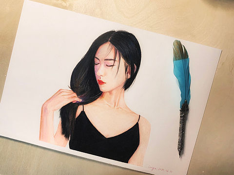 彩鉛人像（個人主頁-ZNTMzNzIyMjg=） - 創(chuàng)作習(xí)作 - 站酷設(shè)計師畫畫的格林原創(chuàng)素材 - 站酷ZCOOL