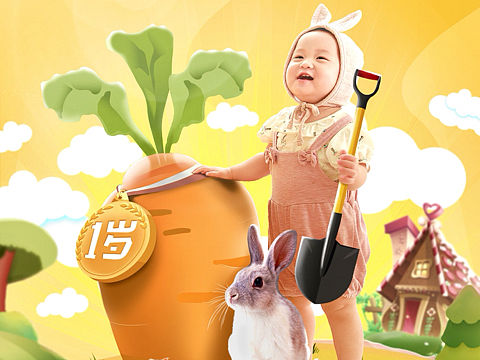 给女儿做的1岁纪念海报