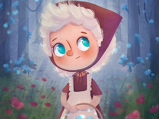 采蘑菇的小姑娘