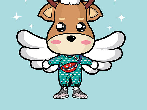 戴着翅膀的小麋鹿