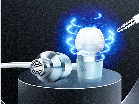 一加银耳机合成海报