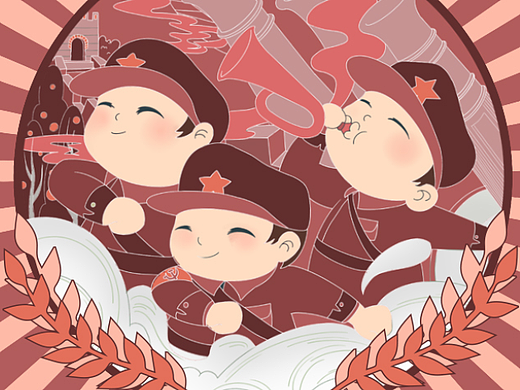 红色插画设计