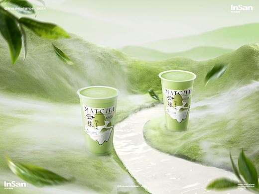 茶饮摄影|一只酸奶牛|抹茶酸奶昔
