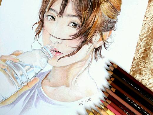 原创手绘-彩铅人像