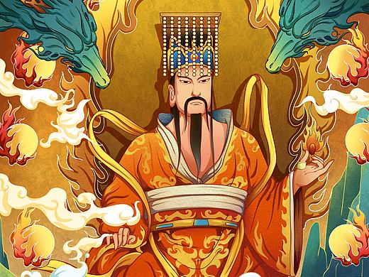 玉皇大帝国潮国风插画