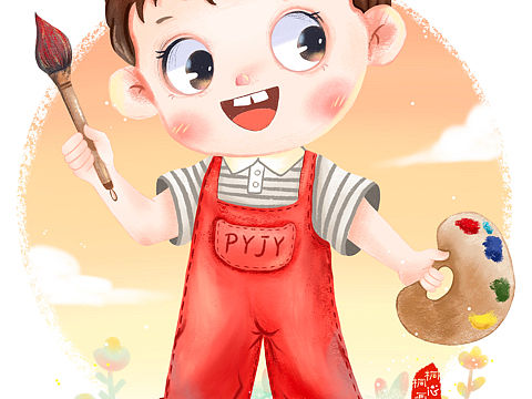 画画的小男孩