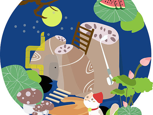 藕粉的一个包装设计插画