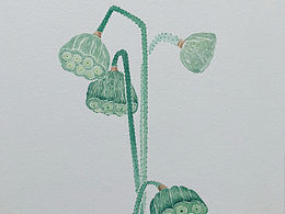 小军手绘水彩禅意插画−莲与佛系列之一