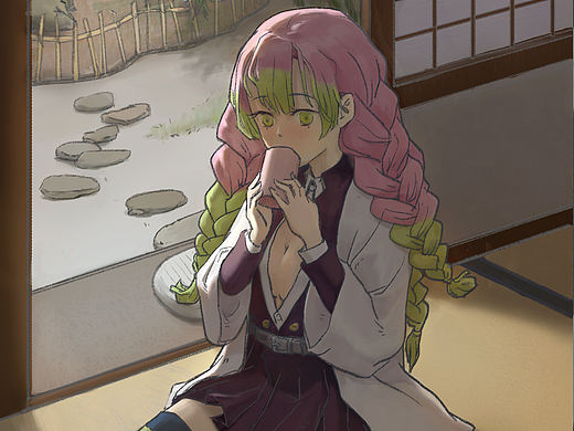 甘露寺蜜璃（个人主页-ZNDEyNTE5MjA=） - 艺术插画 - 站酷设计师xilockp原创素材 - 站酷ZCOOL