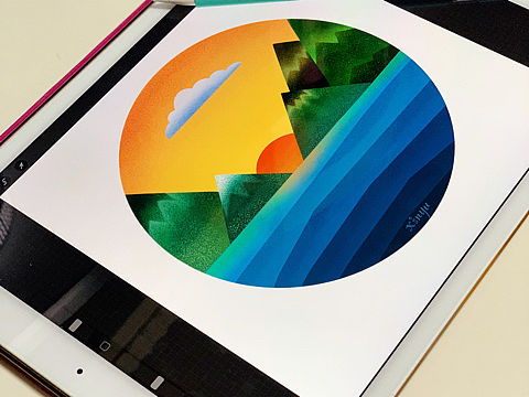 噪点小插画 - 海上日出