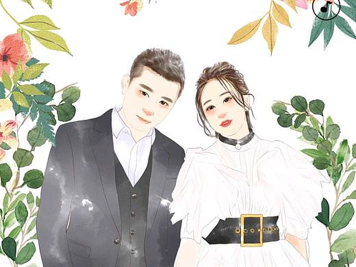 手绘婚礼 情侣头像 婚礼请柬