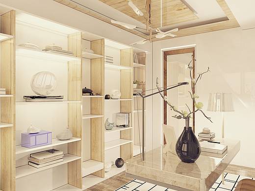 新中式田园风格书房一角