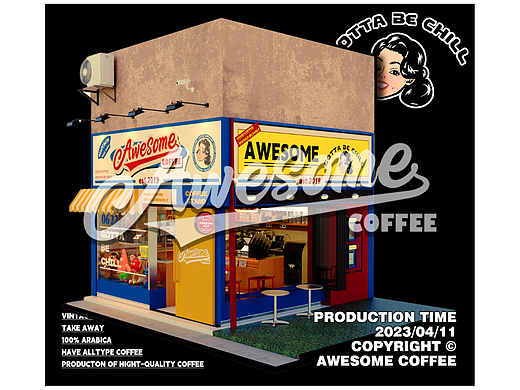 AWESOME COFFEE 阿婶咖啡#咖啡门店#门头设计#美式复古