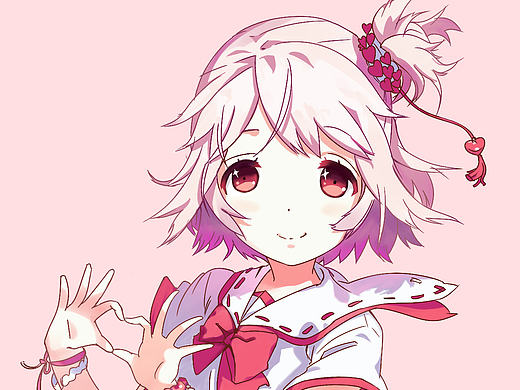 【板绘】粉短发动漫女生（附绘画过程）