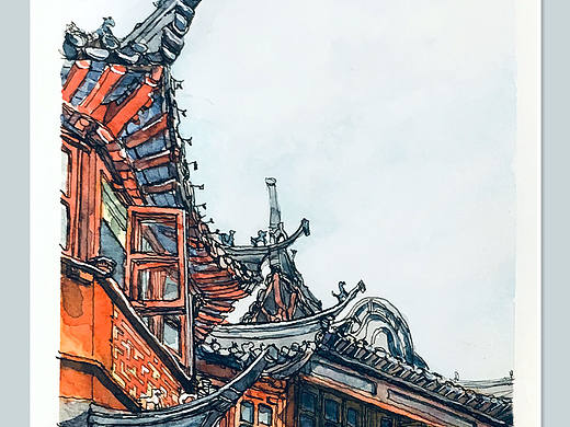 豫園一角（個(gè)人主頁(yè)-ZMzE1NjU1OTY=） - 繪畫(huà) - 站酷設(shè)計(jì)師jessicaqlj原創(chuàng)素材 - 站酷ZCOOL