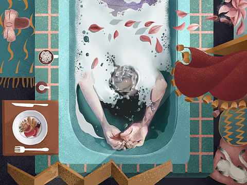 三幅关于女孩们的日常生活