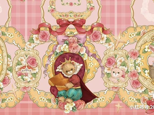 Lolita柄图设计｜熊熊皇冠柄图