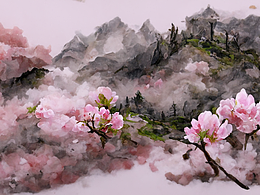 AI繪畫：桃花