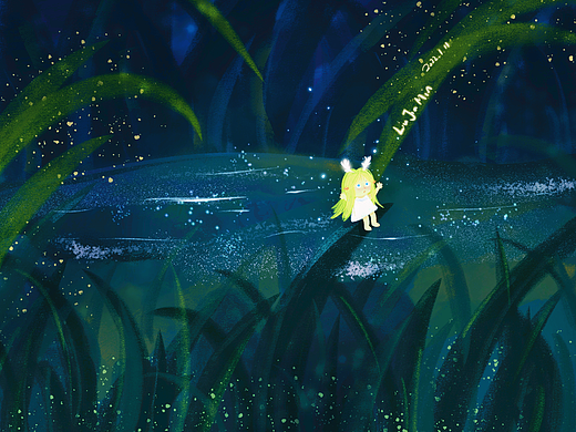 人间精灵夜晚的唯美画面（个人主页-ZNTc0NTIyMjQ=） - 儿童插画 - 站酷设计师敏果果小画师原创素材 - 站酷ZCOOL